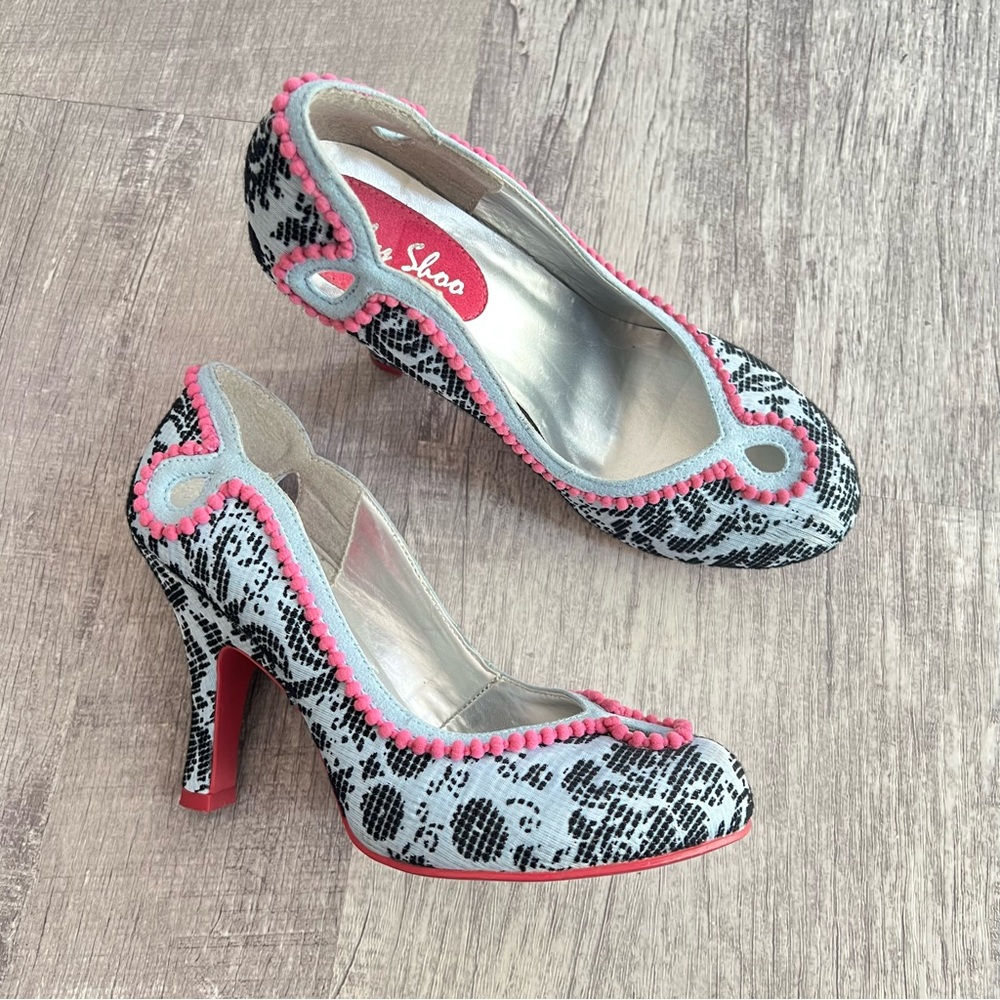 Ruby Shoo Miley heeled court shoe in Pink Blue Black Size EU 38 UK 5 Pumps